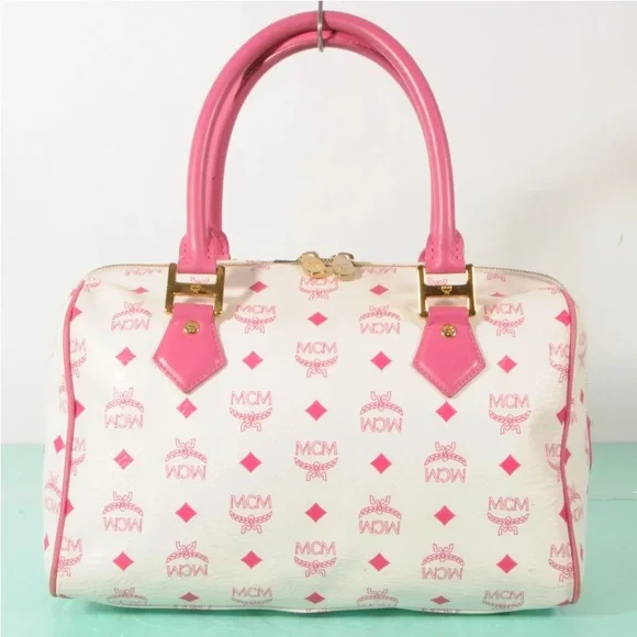 AUTHENTIC MCM Visetos Lion Tote Boston Bag + Dust Bag - Picture 4 of 12